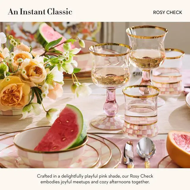 Alt view image 3 of 6 - Enamel Dipping Bowl, Small Serving Bowl for Entertaining, Pink-and-White Rosy Check