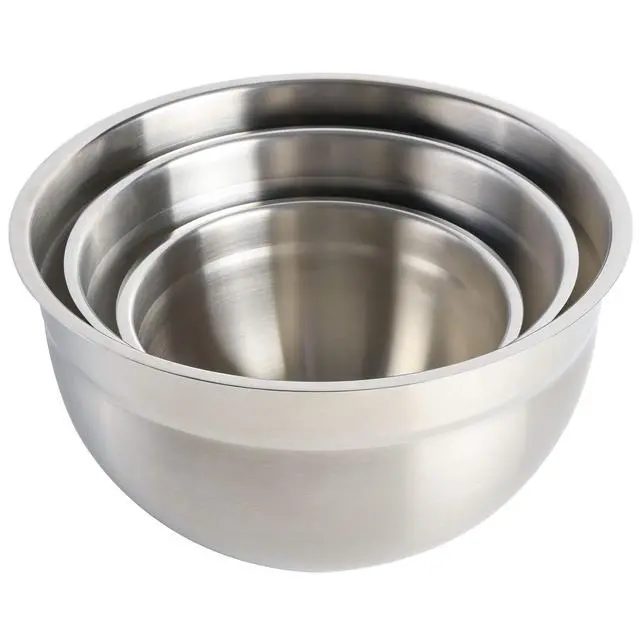Alt view image 6 of 6 - 3-Piece Stainless Steel Mixing Bowl Set Nesting Metal Bowls for Baking, Cooking, and Meal Prep Durable & Dishwasher Safe