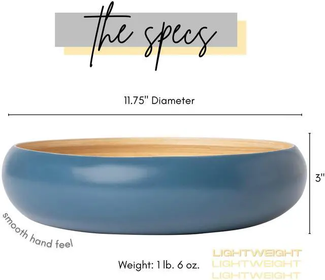 Alt view image 3 of 7 - Fruit Bowl for Kitchen Counter Handmade Spun Bamboo, Large 11.75" Fruit Basket, Eco-Friendly Decorative Serving Bowl for Home Decor, Produce Storage & Centerpiece (Blue)