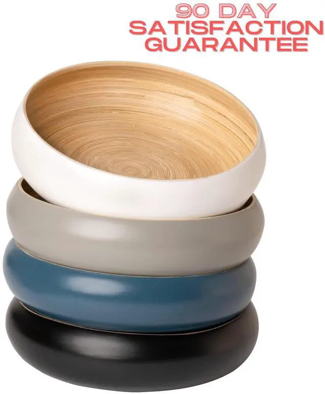 Alt view image 7 of 7 - Fruit Bowl for Kitchen Counter Handmade Spun Bamboo, Large 11.75" Fruit Basket, Eco-Friendly Decorative Serving Bowl for Home Decor, Produce Storage & Centerpiece (Blue)