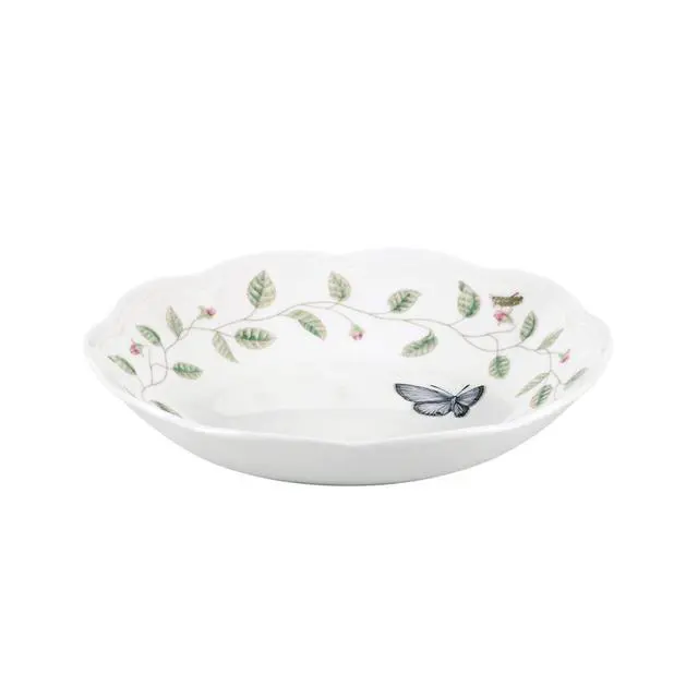 Alt view image 2 of 7 - Pasta Bowls, 20oz Butterfly Meadow Pasta Bowl Set of 4, Service For 4, Porcelain, White Serving Bowls, Wide, Shallow, Butterfly Meadow Collection, Dishwasher/Microwave Safe (White 4-Piece)