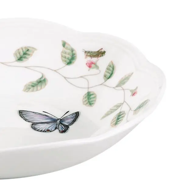 Alt view image 3 of 7 - Pasta Bowls, 20oz Butterfly Meadow Pasta Bowl Set of 4, Service For 4, Porcelain, White Serving Bowls, Wide, Shallow, Butterfly Meadow Collection, Dishwasher/Microwave Safe (White 4-Piece)