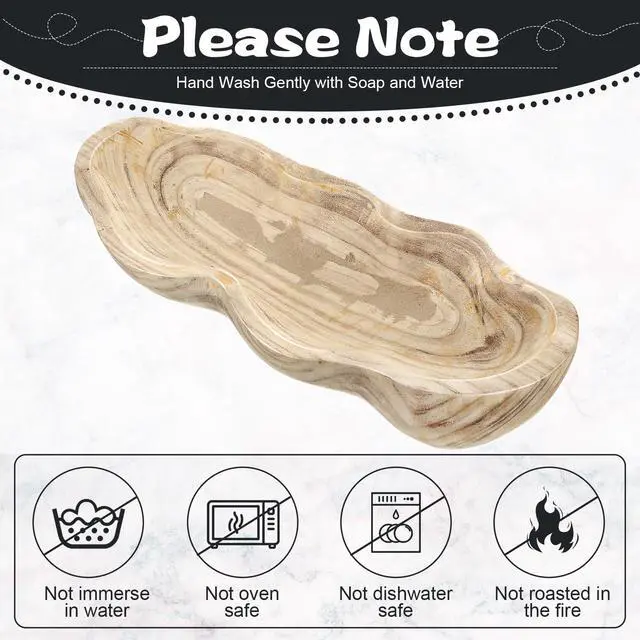 Alt view image 3 of 6 - 1 Pack 16 Inch Wavy Live Edge Dough Bowl Large Size Wood Rustic Dough Bowl Decorative for DIY Farmhouse Home Supplies Kitchen Decoration(Light Color)