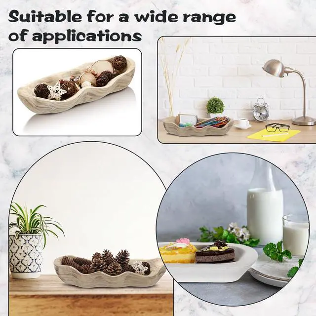 Alt view image 6 of 6 - 1 Pack 16 Inch Wavy Live Edge Dough Bowl Large Size Wood Rustic Dough Bowl Decorative for DIY Farmhouse Home Supplies Kitchen Decoration(Light Color)