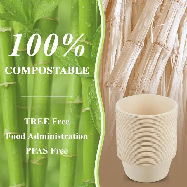 Alt view image 3 of 7 - 40 oz 150 Pack Large Disposable Salad Bowls Deep Heavy Duty Paper Bowls Sugarcane Fiber Compostable Biodegradable Microwave Safe for Hot Cold Soup Ramen Popcorn Pasta (Natural Color)