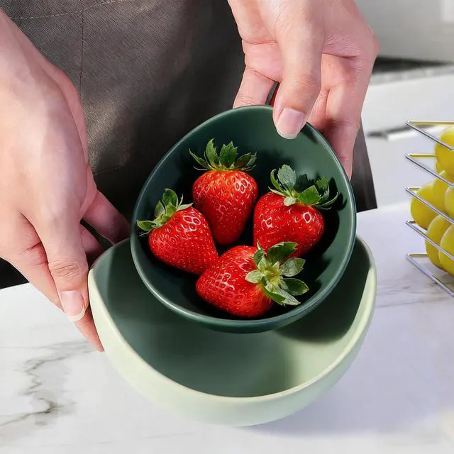 Alt view image 6 of 7 - Salad Decorative Bowls Lotus Shaped Pasta Bowls Dishwasher Safe, Unique Angled Ceramic Bowls for Salad, Pasta, Soup, Rice, Prep, Ideal for Restaurant (Green)