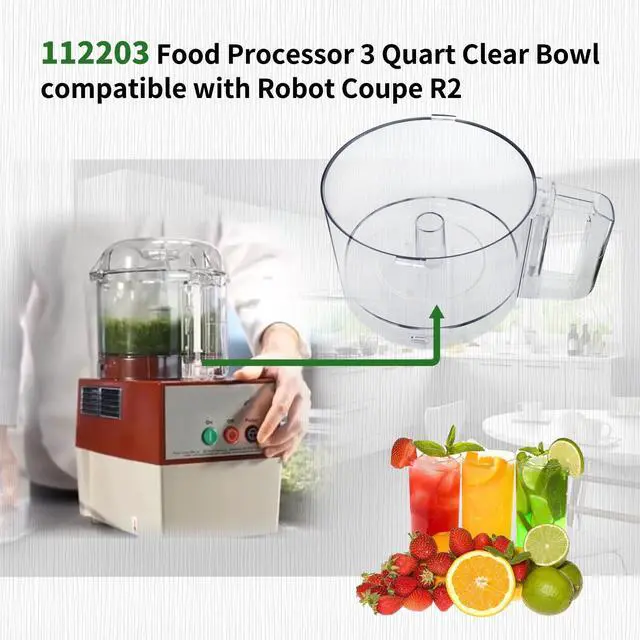 Alt view image 3 of 6 - 112203 Food Processor Bowl 3 Quart Clear Bowl compatible with Robot Coupe R2 Food Processor Bowl