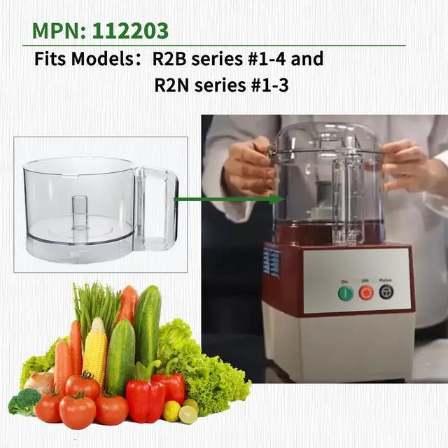 Alt view image 2 of 6 - 112203 Food Processor Bowl 3 Quart Clear Bowl compatible with Robot Coupe R2 Food Processor Bowl