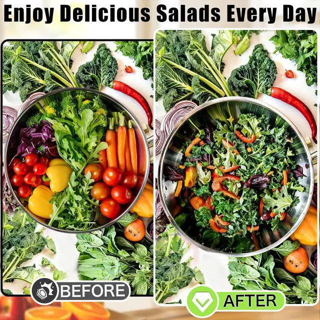 Alt view image 4 of 7 - Salad Chopper Bowl - Stainless Steel Salad Chopping Bowl, Sala d Chopper Bowl and Cutter with Lid, Chef Grade Salad- Chopper Blade and Bowl, Mezzaluna Mincing Knife, Super-fast Sala d Prep