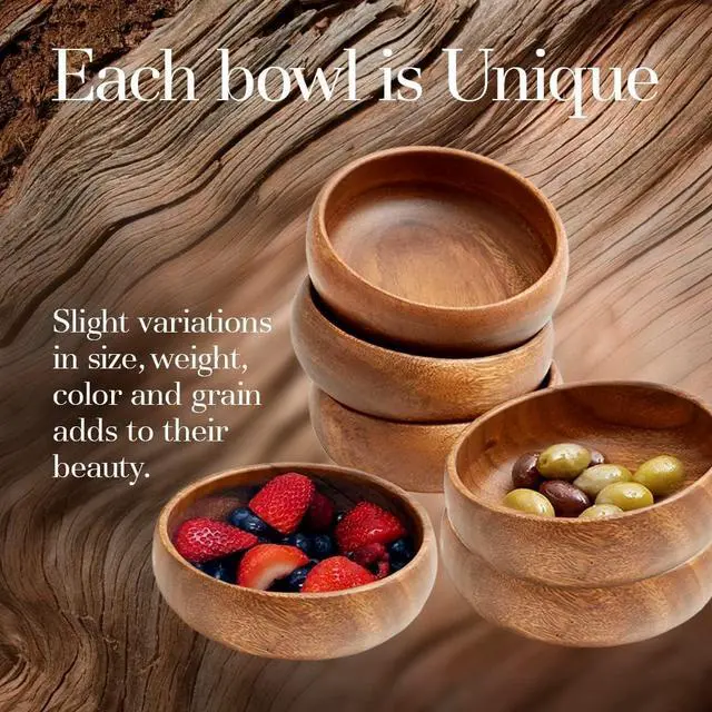 Alt view image 2 of 7 - Acacia Wood Snack Serving Bowl, 6" x 2" (Set of 6)