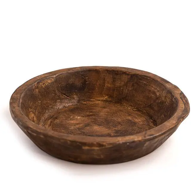 Alt view image 2 of 7 - Wood Dough Bowl - 12" Round Wooden Decor Bowl for Fruits, Potpourri & More - Spanish Oak - Rustic Home Decoration Centerpiece - Handmade & Imported from Mexico (Natural Brown)