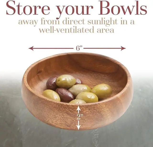 Alt view image 5 of 7 - Acacia Wood Snack Serving Bowl, 6" x 2" (Set of 6)