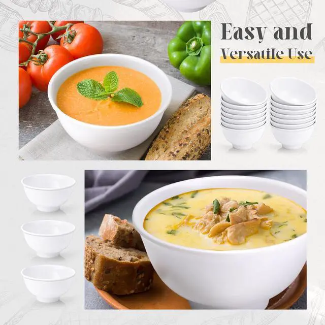 Alt view image 3 of 7 - 36 Pcs Bowls Set Unbreakable Dessert Soup Salad Bowls for Pasta Cereal Soup Dishwasher Safe (10 oz,White)