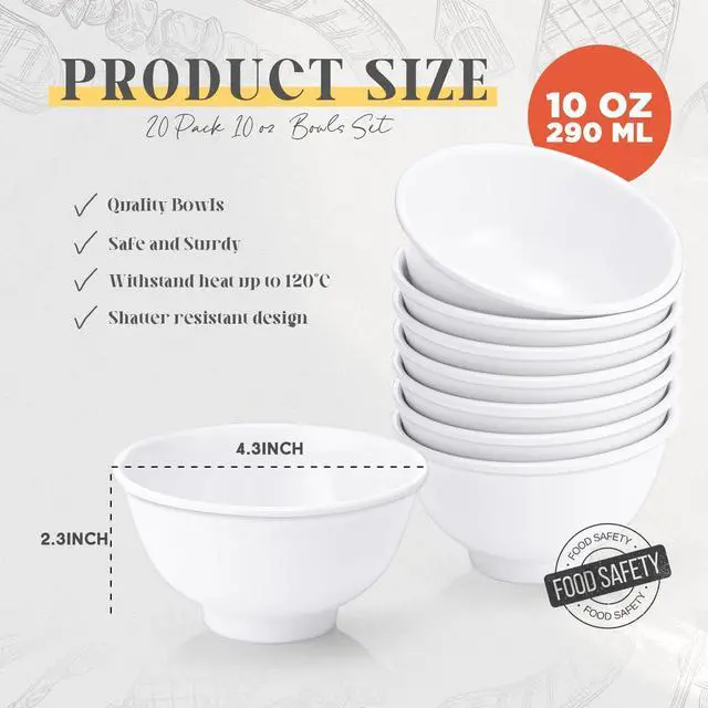 Alt view image 2 of 7 - 36 Pcs Bowls Set Unbreakable Dessert Soup Salad Bowls for Pasta Cereal Soup Dishwasher Safe (10 oz,White)