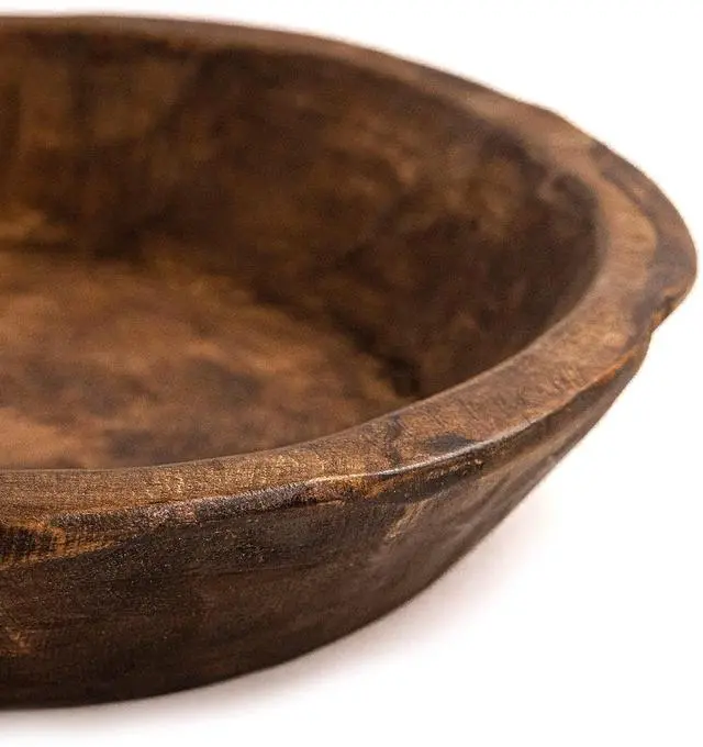 Alt view image 7 of 7 - Wood Dough Bowl - 12" Round Wooden Decor Bowl for Fruits, Potpourri & More - Spanish Oak - Rustic Home Decoration Centerpiece - Handmade & Imported from Mexico (Natural Brown)