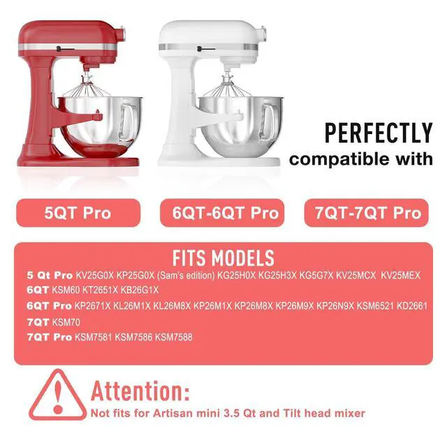 Alt view image 4 of 7 - 6QT Stainless Steel Mixer Bowl for Kitchenaid Stand Mixers, Kitchen Aid Mixing Bowl for 6QT Lift Mixer with Handle