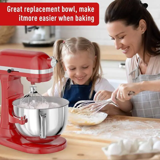 Alt view image 6 of 7 - 6QT Stainless Steel Mixer Bowl for Kitchenaid Stand Mixers, Kitchen Aid Mixing Bowl for 6QT Lift Mixer with Handle