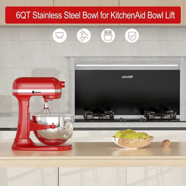Alt view image 7 of 7 - 6QT Stainless Steel Mixer Bowl for Kitchenaid Stand Mixers, Kitchen Aid Mixing Bowl for 6QT Lift Mixer with Handle
