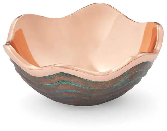 Main image of Mini Copper Canyon Bowl | 4.5-Inch Fruit Bowl for Kitchen Counter, Table, Mantel Décor | Decorative Scalloped Edge Vegetable Basket | Salad Serving Bowl | 6.5-Ounce