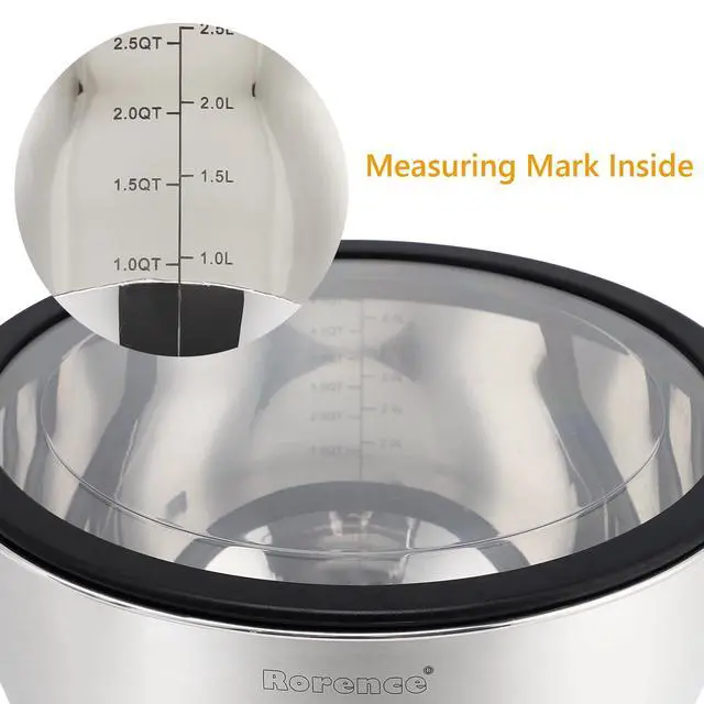 Alt view image 7 of 7 - Mixing Bowls with Lids Set, Non Slip Silicone Bottom Stainless Steel Mixing Kitchen Bowls for Baking/Storage, Dishwasher Safe, 5/3/1.5QT