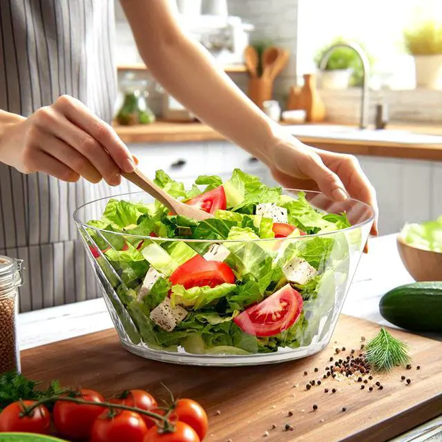 Alt view image 2 of 4 - 30-Ounce Plastic Serving Bowls (Set of 2), 10-Inch Clear Salad Bowl Set, BPA-Free, Shatter-Proof, Dishwasher-Safe, Stackable, Great for Salad, Fruit, Cereal, Snack, and More