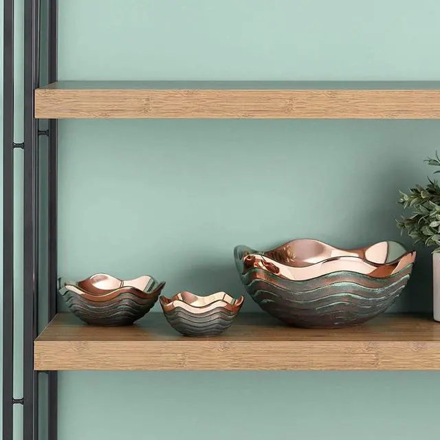 Alt view image 6 of 7 - Mini Copper Canyon Bowl | 4.5-Inch Fruit Bowl for Kitchen Counter, Table, Mantel Décor | Decorative Scalloped Edge Vegetable Basket | Salad Serving Bowl | 6.5-Ounce