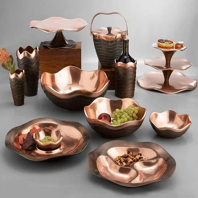 Alt view image 7 of 7 - Mini Copper Canyon Bowl | 4.5-Inch Fruit Bowl for Kitchen Counter, Table, Mantel Décor | Decorative Scalloped Edge Vegetable Basket | Salad Serving Bowl | 6.5-Ounce
