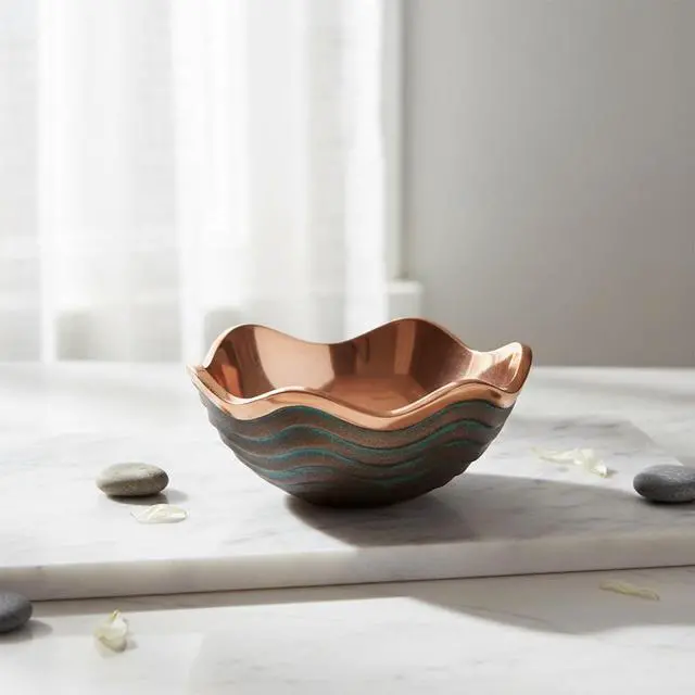 Alt view image 5 of 7 - Mini Copper Canyon Bowl | 4.5-Inch Fruit Bowl for Kitchen Counter, Table, Mantel Décor | Decorative Scalloped Edge Vegetable Basket | Salad Serving Bowl | 6.5-Ounce