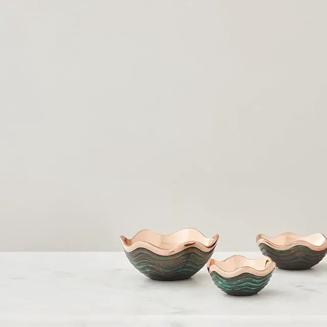 Alt view image 4 of 7 - Mini Copper Canyon Bowl | 4.5-Inch Fruit Bowl for Kitchen Counter, Table, Mantel Décor | Decorative Scalloped Edge Vegetable Basket | Salad Serving Bowl | 6.5-Ounce
