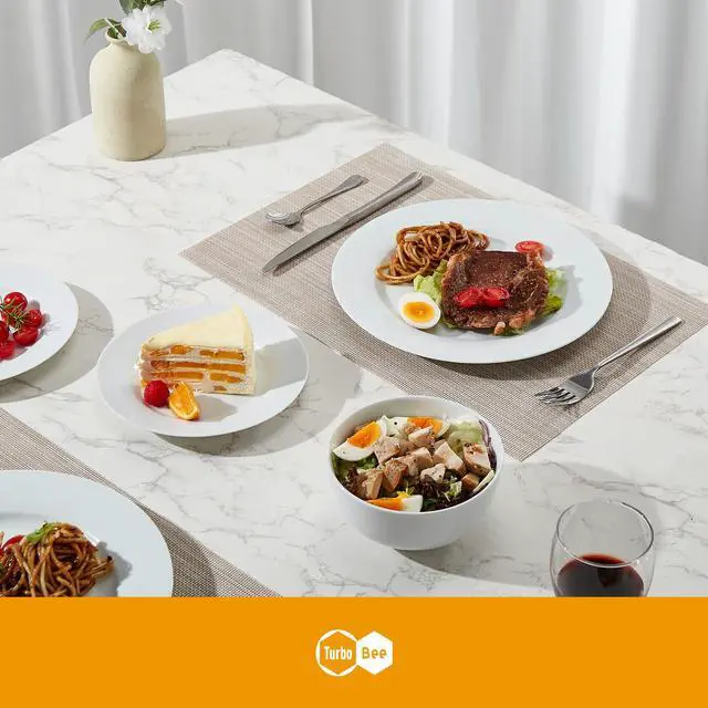 Alt view image 3 of 6 - 16 Pieces Plates and Bowls Sets, White Porcelain Dinnerware Sets, Ceramic Dishes Set Service for 4, White Kitchen Dinner Dining Ware Set