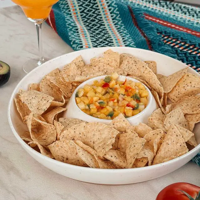Alt view image 7 of 7 - Ceramic Chips and Dip Serving Tray: Large Divided Party Bowl Set for Chips & Salsa, Veggies & Dip, Fruit, Snacks, Entertaining, Hosting, etc. Minimalist Design for the Modern Hostess - White