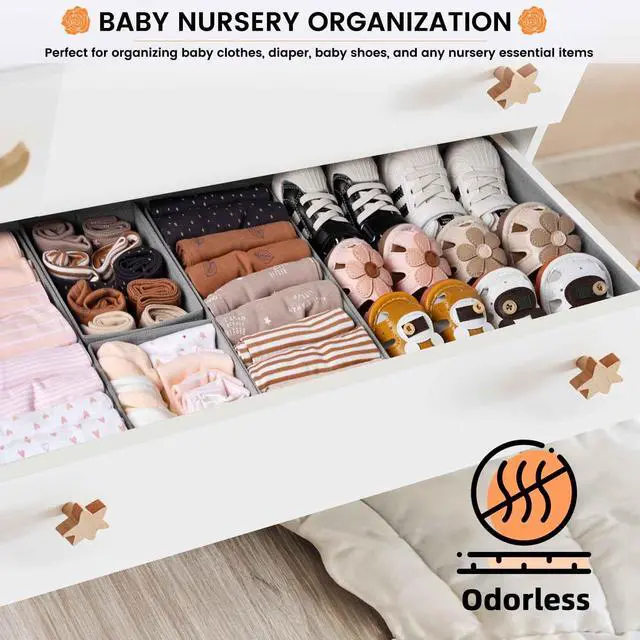 Alt view image 5 of 7 - Drawer Organizer Clothes, 20 Pack Dresser Organizer Bins for Baby Clothes - Underwear Bra Sock Organizer - Fabric Closet Organization and Storage Dividers for Nursery Bedroom Dorm