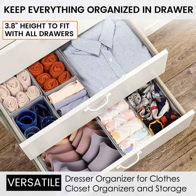 Alt view image 3 of 7 - Drawer Organizer Clothes, 20 Pack Dresser Organizer Bins for Baby Clothes - Underwear Bra Sock Organizer - Fabric Closet Organization and Storage Dividers for Nursery Bedroom Dorm