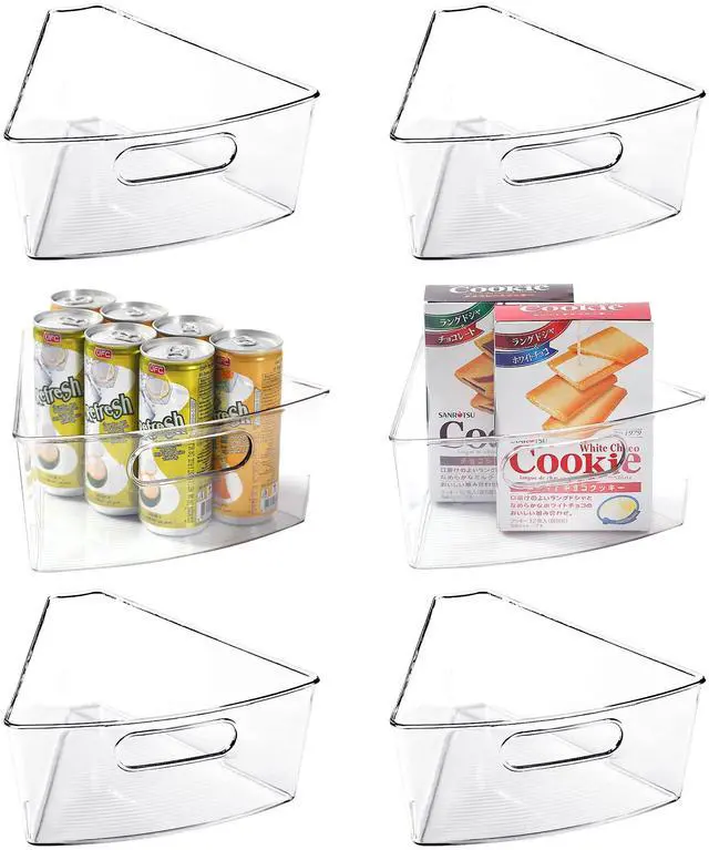 Main image of Lazy Susan Organizer for 28" Diameter Corner Lazy Susan, Plastic Kitchen Cabinet Storage Bins with Handle, 6 Packs, 1/8 Wedge - Food Safe, BPA Free