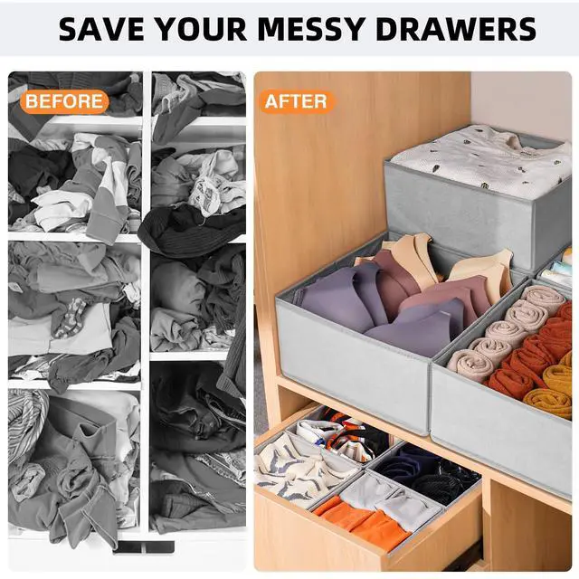 Alt view image 7 of 7 - Drawer Organizer Clothes, 20 Pack Dresser Organizer Bins for Baby Clothes - Underwear Bra Sock Organizer - Fabric Closet Organization and Storage Dividers for Nursery Bedroom Dorm