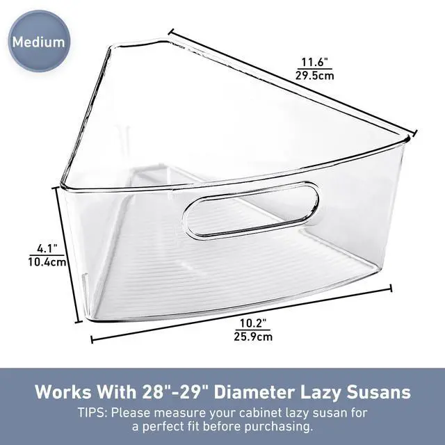 Alt view image 2 of 7 - Lazy Susan Organizer for 28" Diameter Corner Lazy Susan, Plastic Kitchen Cabinet Storage Bins with Handle, 6 Packs, 1/8 Wedge - Food Safe, BPA Free