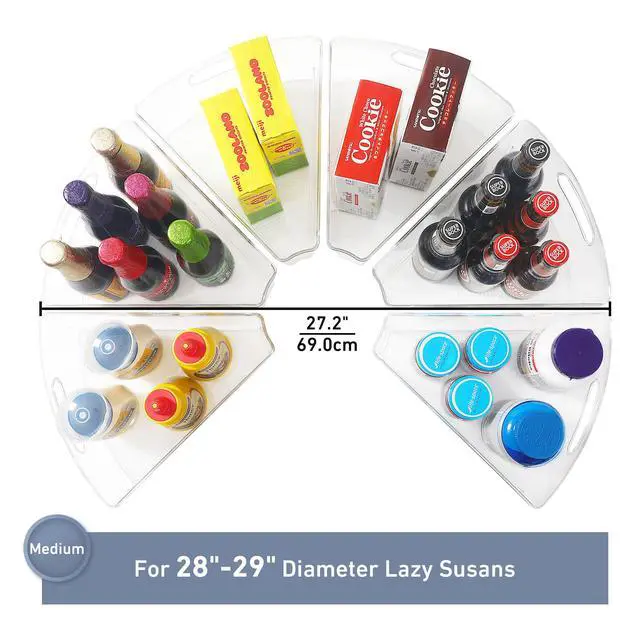 Alt view image 6 of 7 - Lazy Susan Organizer for 28" Diameter Corner Lazy Susan, Plastic Kitchen Cabinet Storage Bins with Handle, 6 Packs, 1/8 Wedge - Food Safe, BPA Free