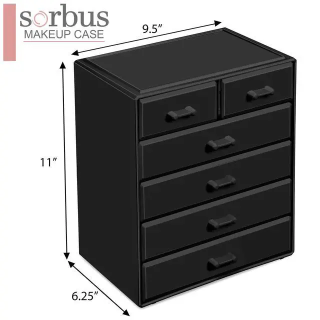 Alt view image 2 of 7 - Acrylic Makeup Organizer - Organization and Storage Case for Cosmetics Make Up & Jewelry - Large Makeup Organizer for Vanity, Bathroom, College Dorm, Closet, Desk (4 Large, 2 Small Drawers)