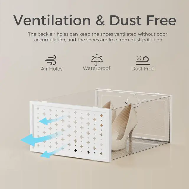 Alt view image 4 of 7 - 15 Pack X-Large Shoe Storage Boxes Fit US Size 11, Shoe Organizer for Closet Clear Plastic Stackable Shoe Dispaly Case Holder Bins, Sneaker Storage for Sneakerheads White for Home and Family