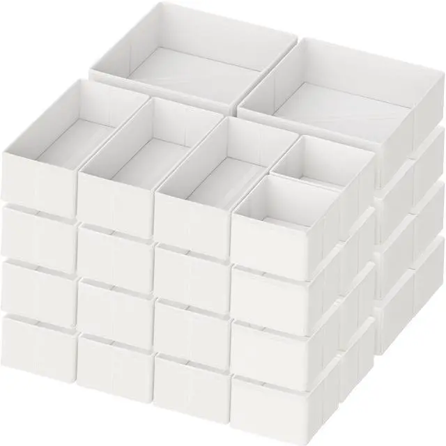 Main image of Drawer Organizer Clothes, 24 Pack Dresser Organizer for Baby Clothes, Underwear, Sock- Foldable Closet Organization and Storage Dividers Bins for Nursery, Bedroom and Dorm (White)