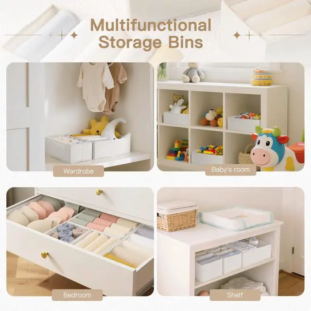 Alt view image 5 of 7 - Drawer Organizer Clothes, 24 Pack Dresser Organizer for Baby Clothes, Underwear, Sock- Foldable Closet Organization and Storage Dividers Bins for Nursery, Bedroom and Dorm (White)