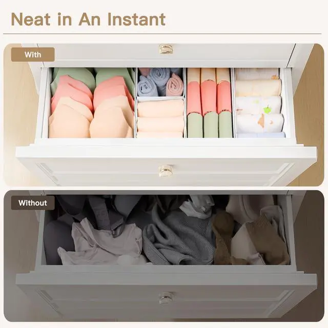 Alt view image 6 of 7 - Drawer Organizer Clothes, 24 Pack Dresser Organizer for Baby Clothes, Underwear, Sock- Foldable Closet Organization and Storage Dividers Bins for Nursery, Bedroom and Dorm (White)