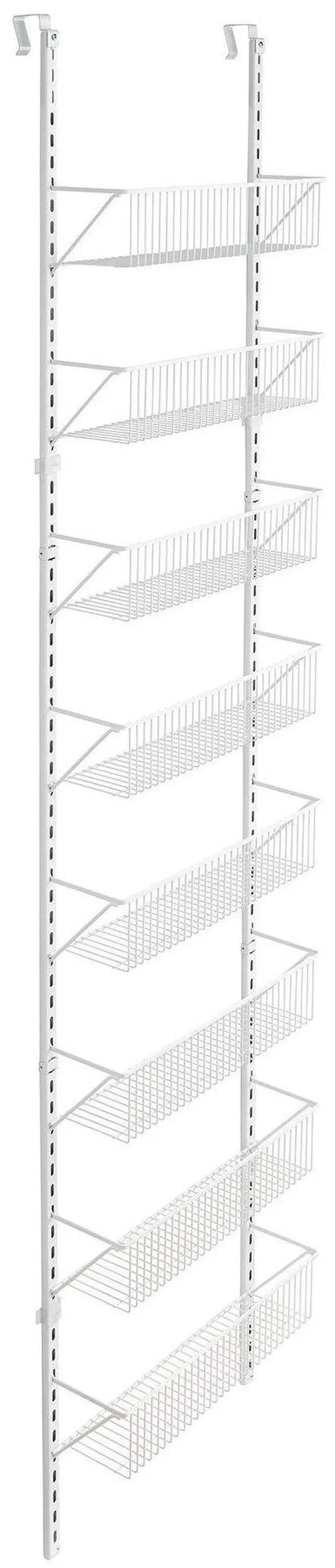Main image of 97535 Wall or Door Adjustable (8) Basket Organizer, 6.614-Inch D x 77.165-Inch H x 17.992-Inch W, White