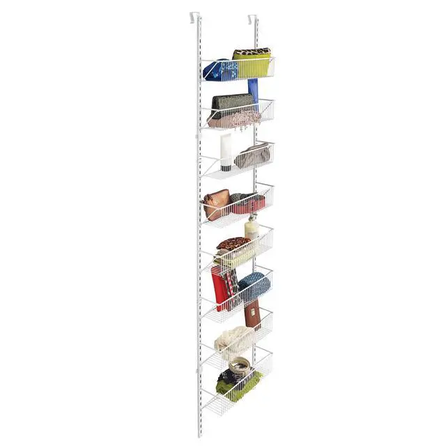 Alt view image 2 of 5 - 97535 Wall or Door Adjustable (8) Basket Organizer, 6.614-Inch D x 77.165-Inch H x 17.992-Inch W, White
