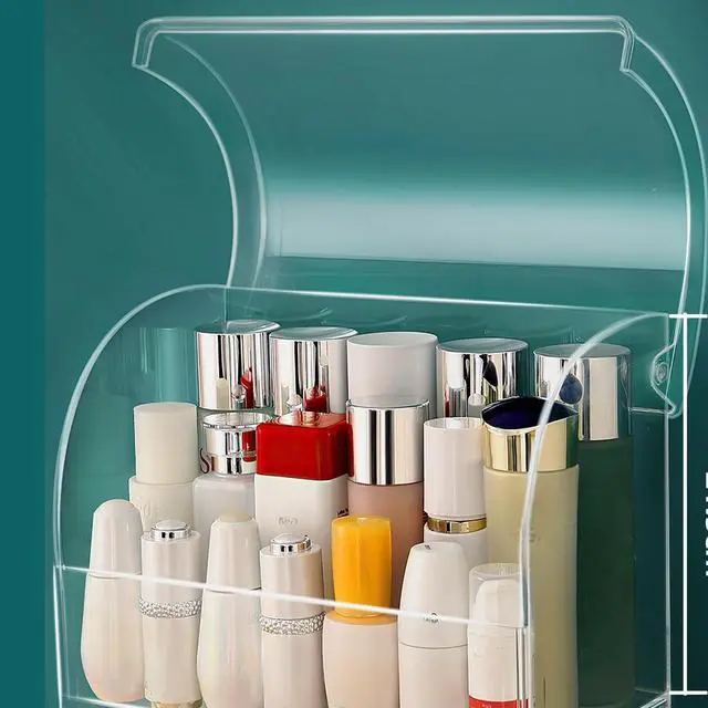 Alt view image 6 of 7 - Clear Large Acrylic Makeup Organizer With Lid Cosmetic Storage Drawers Portable Makeup Organizers Dustproof And Waterproof Box For Women (14in)