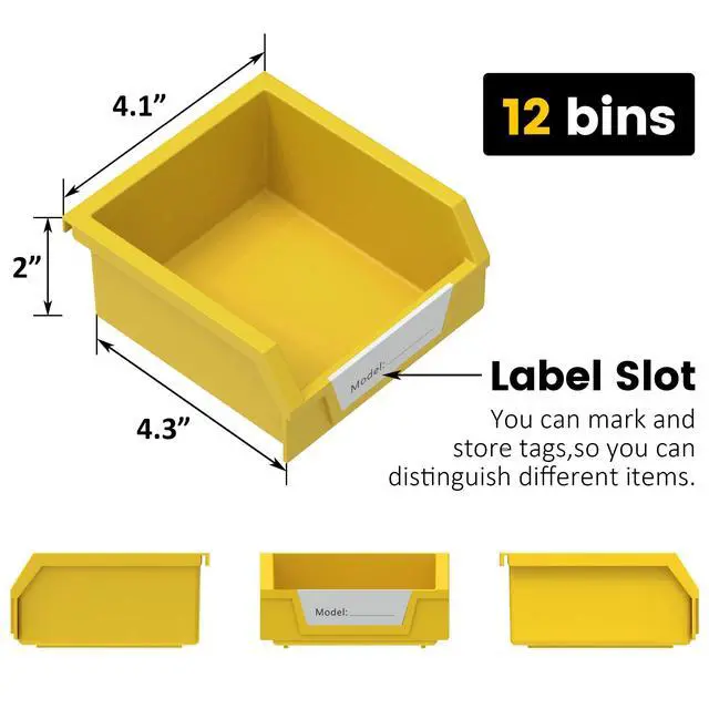 Alt view image 4 of 7 - Rotating Storage Bins, Tool Organizer, Hardware Crafts, Small Parts, Nuts and Bolts, Revolving 12 Bins Storage for Workshop, Shed, Garage, Home
