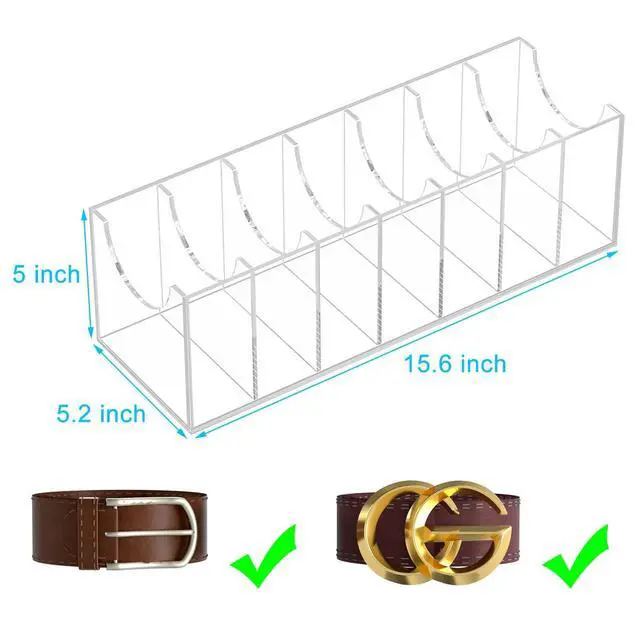 Alt view image 3 of 6 - Belt Organizer, Acrylic Belt Storage Holder for The Closet, 7 Compartments Display Case for Tie and Bow Tie