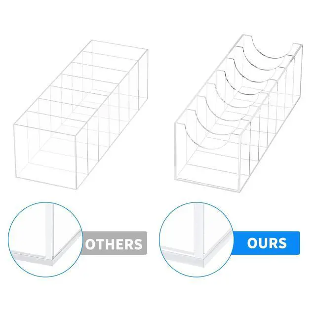Alt view image 5 of 6 - Belt Organizer, Acrylic Belt Storage Holder for The Closet, 7 Compartments Display Case for Tie and Bow Tie