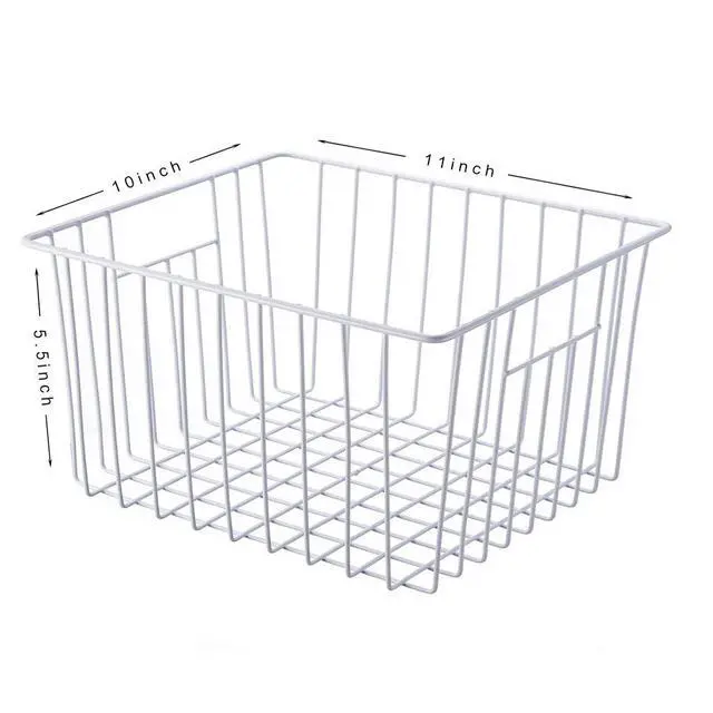 Alt view image 2 of 7 - Freezer Basket Organizer, Refrigerator Metal Wire Storage Divider, Household Container Bins with Handles for Kitchen, Pantry, Cabinet, Closets - Pearl White (6, 11in x 10in x 5.5in)