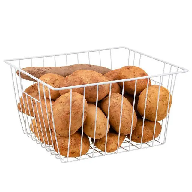 Alt view image 4 of 7 - Freezer Basket Organizer, Refrigerator Metal Wire Storage Divider, Household Container Bins with Handles for Kitchen, Pantry, Cabinet, Closets - Pearl White (6, 11in x 10in x 5.5in)